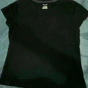 Black cotton knit top